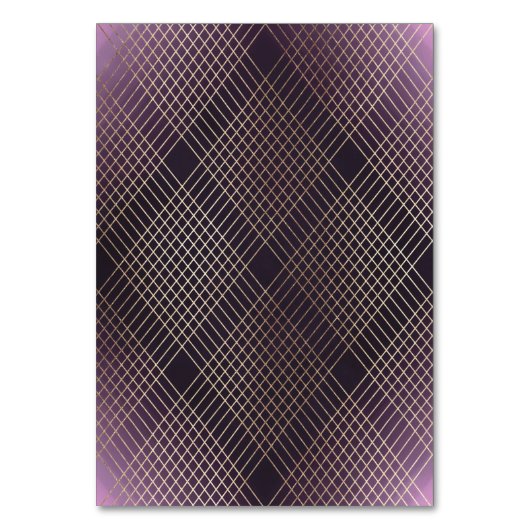 Diamond Geometric Paars Gold Gatsby Wedding Kaart (Achterkant)