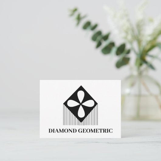 Diamond Geometric Pattern Black and White Visitekaartje (Staand voorkant)