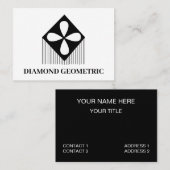 Diamond Geometric Pattern Black and White Visitekaartje (Voorkant / Achterkant)