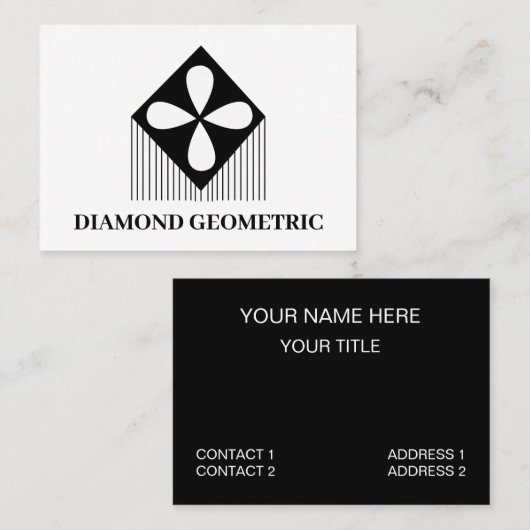Diamond Geometric Pattern Black and White Visitekaartje (Voorkant / Achterkant)