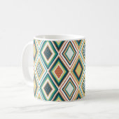 Diamond Geometric Pattern in Earth Tones Koffiemok (Voorkant links)