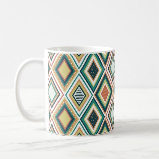 Diamond Geometric Pattern in Earth Tones Koffiemok (Links)