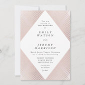 Diamond Geometric Pink Deco Gold Gatsby Wedding Kaart (Voorkant)