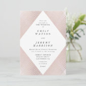 Diamond Geometric Pink Deco Gold Gatsby Wedding Kaart (Staand voorkant)