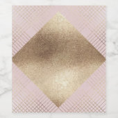 Diamond Geometric Pink Gold Blank Gatsby Wedding Wijn Etiket (Enkel label)