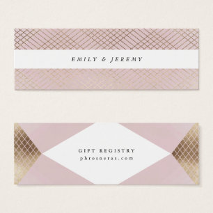 Diamond Geometric Pink Gold Gatsby Gift Registry Mini Visitekaartjes