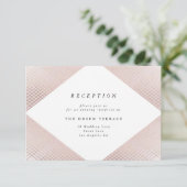 Diamond Geometric Pink Gold Gatsby Reception Informatiekaartje (Staand voorkant)