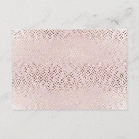Diamond Geometric Pink Gold Gatsby Reception Informatiekaartje (Achterkant)