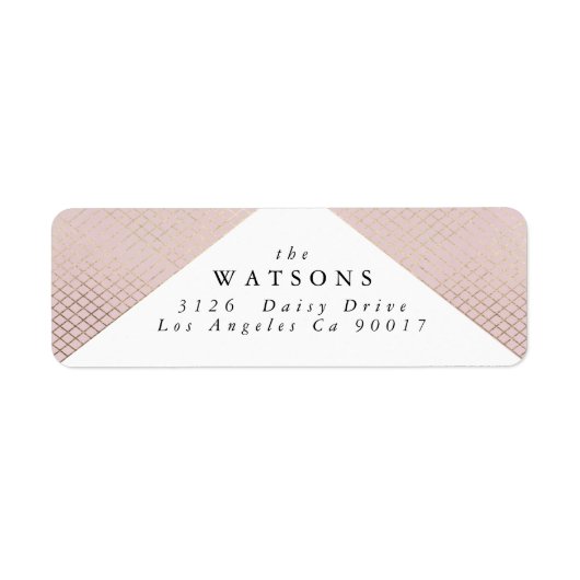 Diamond Geometric Pink Gold Gatsby Wedding Etiket (Voorkant)