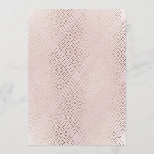 Diamond Geometric Pink Gold Gatsby Wedding Menu (Achterkant)