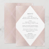 Diamond Geometric Pink Gold Gatsby Wedding Menu (Voorkant / Achterkant)