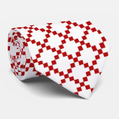 Diamond Geometric Red & White Stropdas (Opgerold)