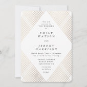 Diamond Geometric White Deco Gold Gatsby Wedding Kaart (Voorkant)