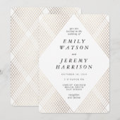 Diamond Geometric White Deco Gold Gatsby Wedding Kaart (Voorkant / Achterkant)