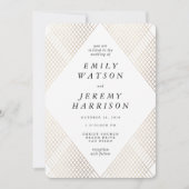 Diamond Geometric White Deco Gold Gatsby Wedding Kaart (Voorkant)