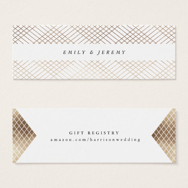 Diamond Geometric White Gold Gatsby Gift Registry Mini Visitekaartjes (Voorkant /achterkant)