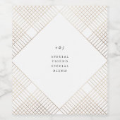 Diamond Geometric White Gold Gatsby Wedding Wijn Etiket (Enkel label)