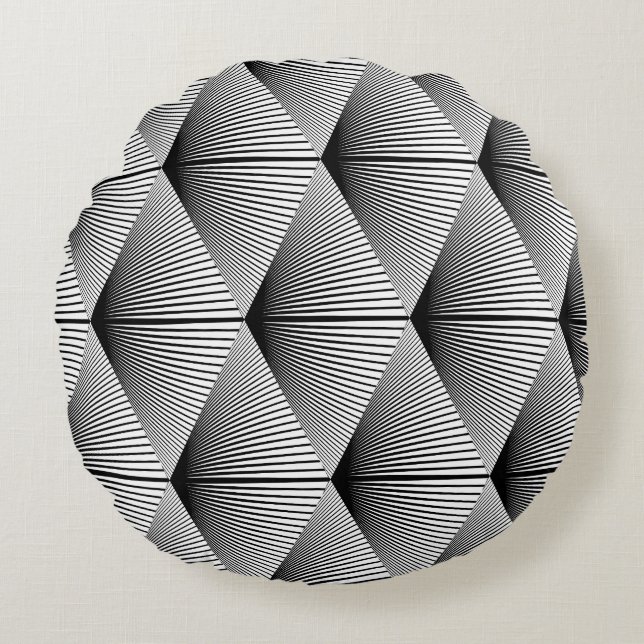 Diamond geometrisch: monochroom  ontwerp rond kussen (Voorkant)