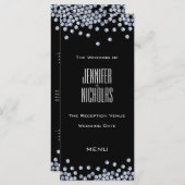 Diamond Glitter Bruiloft Receptie Menu (Voorkant / Achterkant)