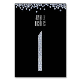 Diamond Glitter Bruiloft Receptie Tafel Nummer Een Kaart