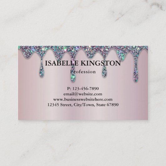 Diamond Glitter Drift Nail Salon Lila Loyalty Visitekaartje (Achterkant)