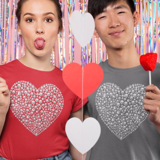 Diamond Glitter Glam Red Heart Valentijnsdag T-shirt