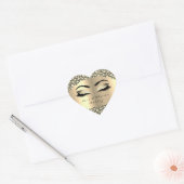 Diamond Glitter Gold Lash Eyes Love & Bedankt Girl Hart Sticker (Envelop)