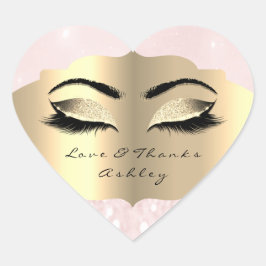 Diamond Glitter Gold Lash Eyes Love & Bedankt Pink Hart Sticker