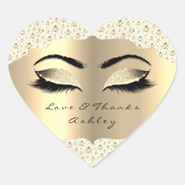 Diamond Glitter Gold Lash Eyes Love & Bedankt Whit Hart Sticker