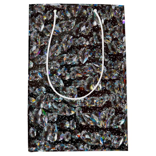 Diamond Glitter Sparkle Elegant Medium Cadeauzakje (Voorkant)