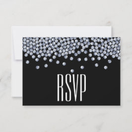 Diamond Glitter Typografie Bruiloft RSVP Kaartje