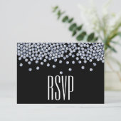 Diamond Glitter Typografie Bruiloft RSVP Kaartje (Staand voorkant)