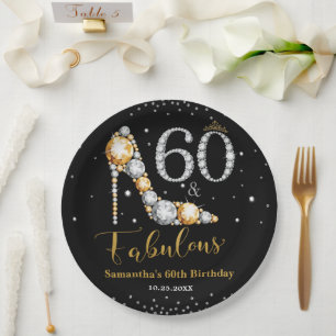 Diamond Glitter Vijftig en fantastische 60ste verj Papieren Bordje