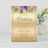 Diamond Glitter Waterverf Bloemen Bruiloft Kaart (Staand voorkant)