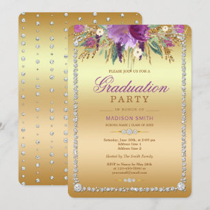 Diamond Glitter Waterverf Flowers Gold Afstudeerde Kaart