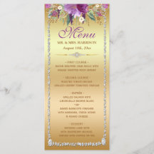 Diamond Glitter Waterverf Flowers Gold Menu