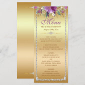 Diamond Glitter Waterverf Flowers Gold Menu (Voorkant / Achterkant)