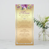 Diamond Glitter Waterverf Flowers Gold Menu (Staand voorkant)