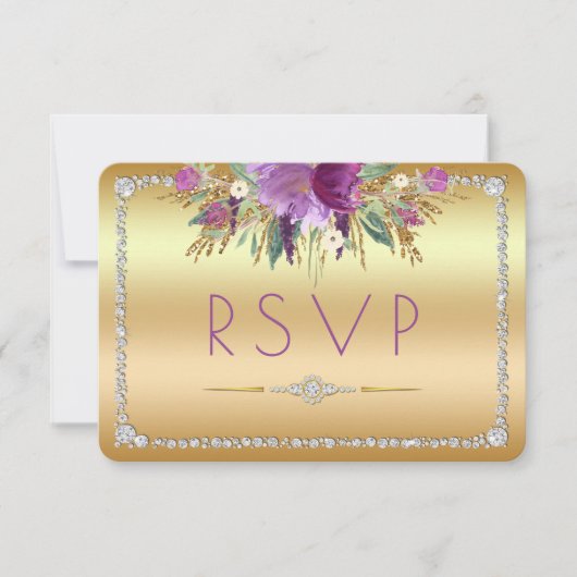Diamond Glitter Waterverf Flowers Gold RSVP (Voorkant)