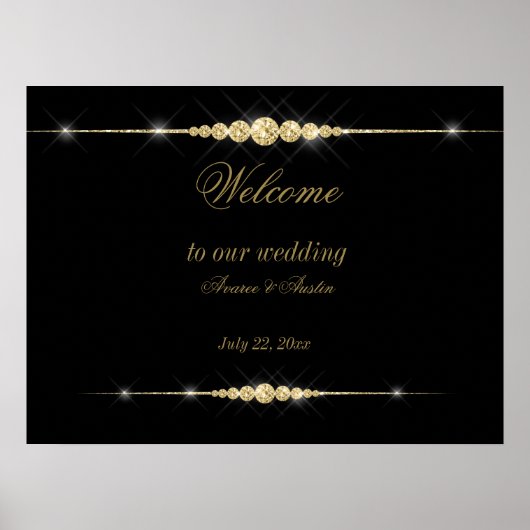Diamond Glitter Welkom bij ons Poster voor bruilof (Voorkant)