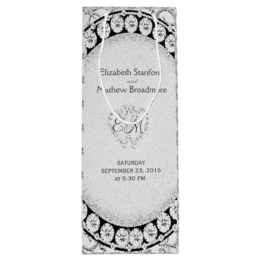 Diamond Glitter | Wijntas voor weddenschappen Wijn Cadeautas (Achterkant)