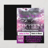 Diamond Glow Sweet Sixteen VIP Pass Invite [Roze] Kaart (Voorkant / Achterkant)