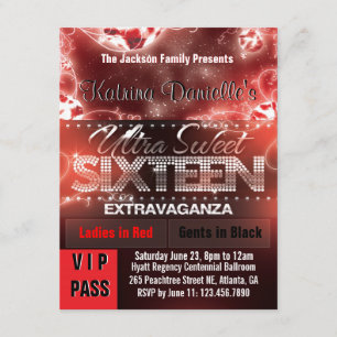 Diamond Glow Sweet Sixteen VIP Pass [Red Black] Kaart