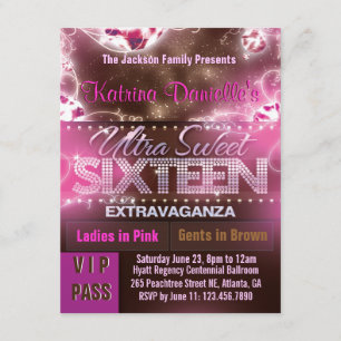 Diamond Glow Sweet Sixteen VIP Pass [Roze bruin] Kaart