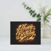 Diamond Glow Verjaardag — 3D Goud  Briefkaart (Staand voorkant)