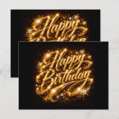 Diamond Glow Verjaardag — 3D Goud  Briefkaart (Voorkant / Achterkant)