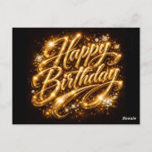 Diamond Glow Verjaardag — 3D Goud  Briefkaart (Achterkant)