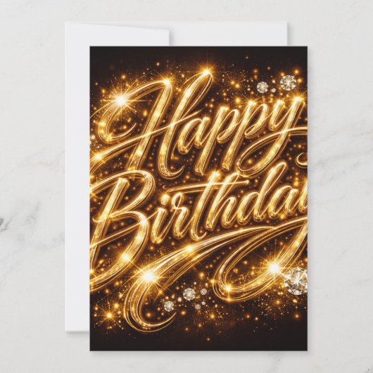 Diamond Glow Verjaardag — 3D Goud Kaart (Voorkant)