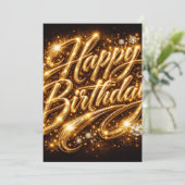 Diamond Glow Verjaardag — 3D Goud Kaart (Staand voorkant)