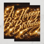 Diamond Glow Verjaardag — 3D Goud Kaart (Voorkant / Achterkant)